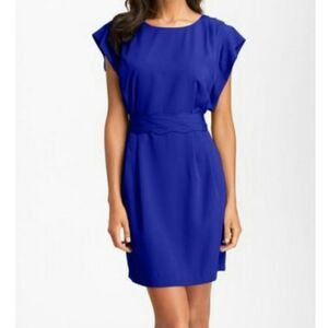 Eliza J Royal Blue Boat Neckline Cap Sleeves Dress Size 16‎ NEW